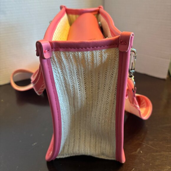 Steven Madden Pink & White Woven Crossbody Bag With Adj Strap & Interior Pockets - Picture 11 of 15